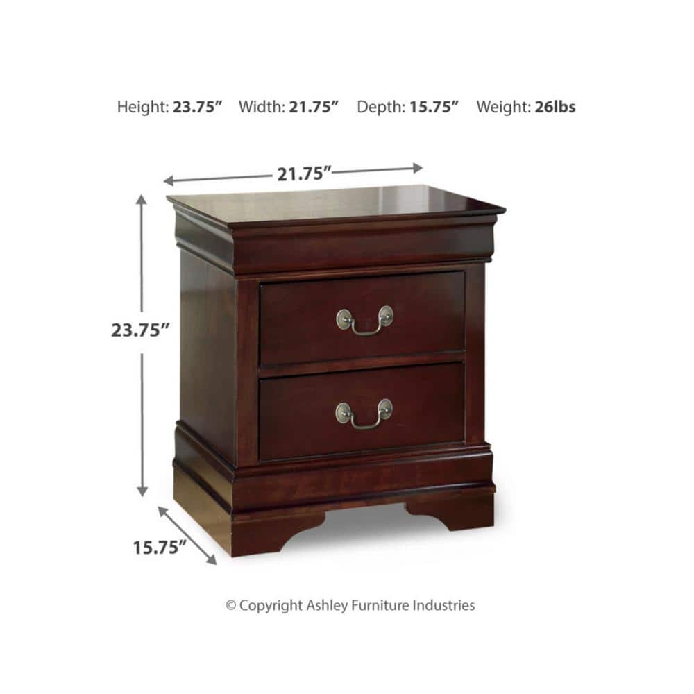 Alisdair Dark Brown Transitional 2-Drawer Nightstand