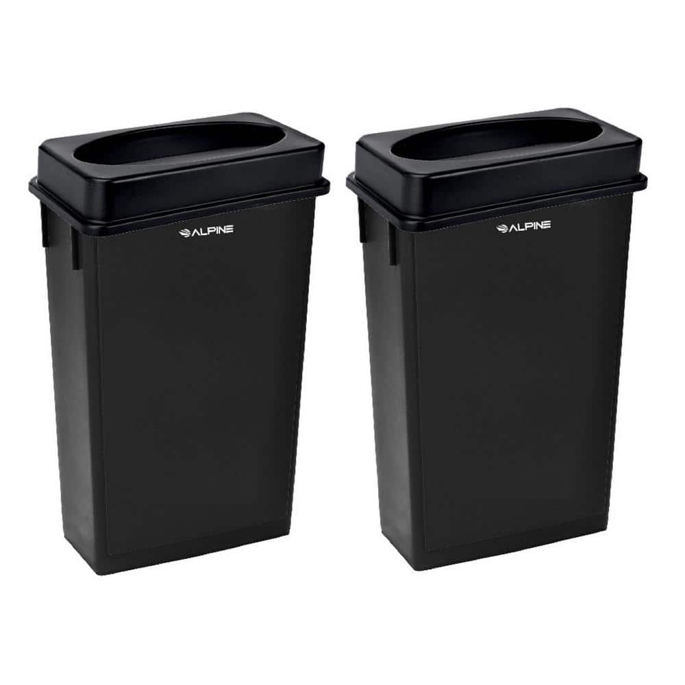 Alpine Industries 23 Gal. Black Vented Waste Basket Commercial Garbage ...