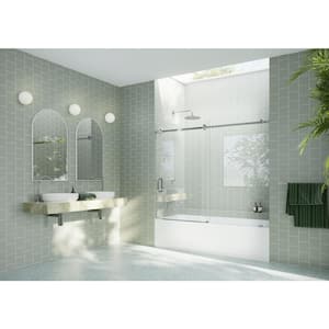 72 in. W x 60 in. H Sliding Frameless Shower Door/Enclosure in Chrome Finish with Clear Glass