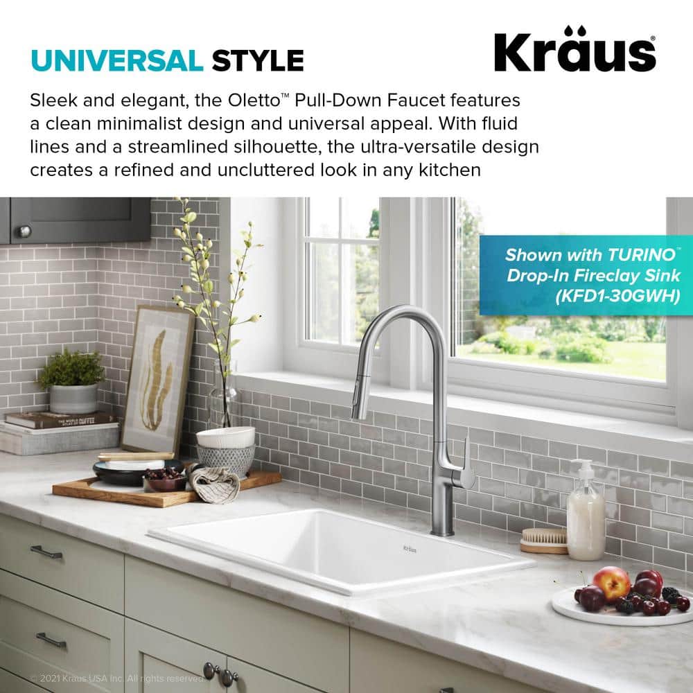 Tall Stainless Steel Pull-Down Kitchen Faucet with Spray