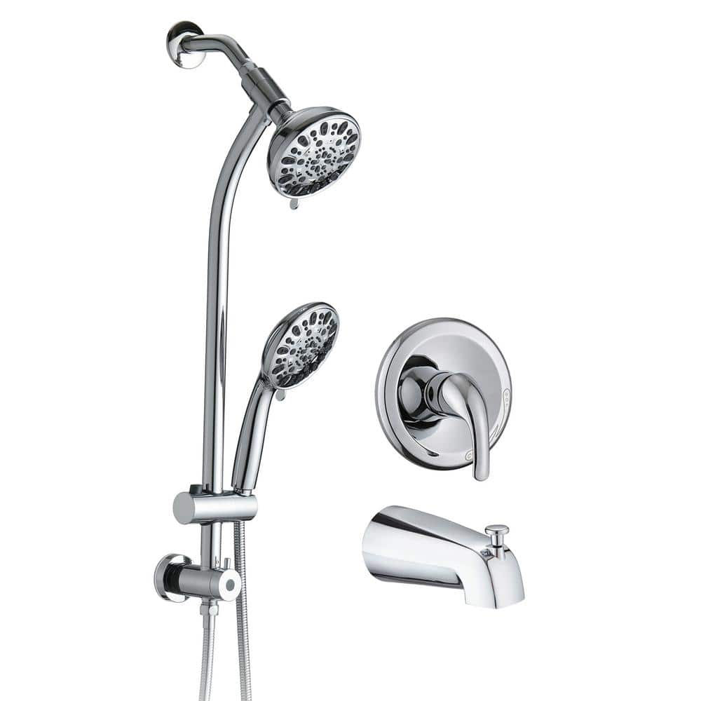 Fapully Single Handle 3 Spray Tub And Shower Faucet 7 Functions Hand Shower 2 Gpm In Chrome 4327