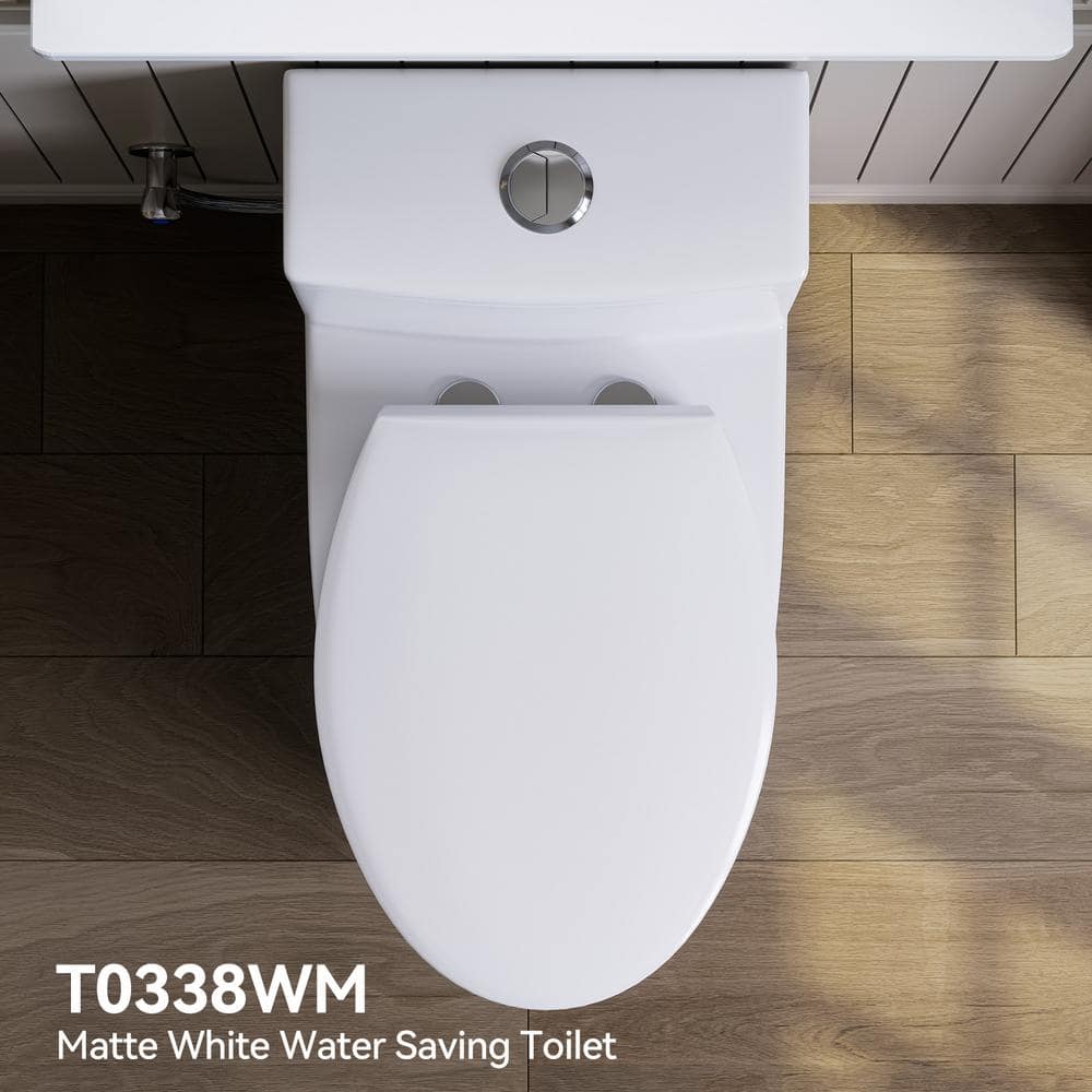 Matte White Elongated Dual Flush One-Piece Toilet