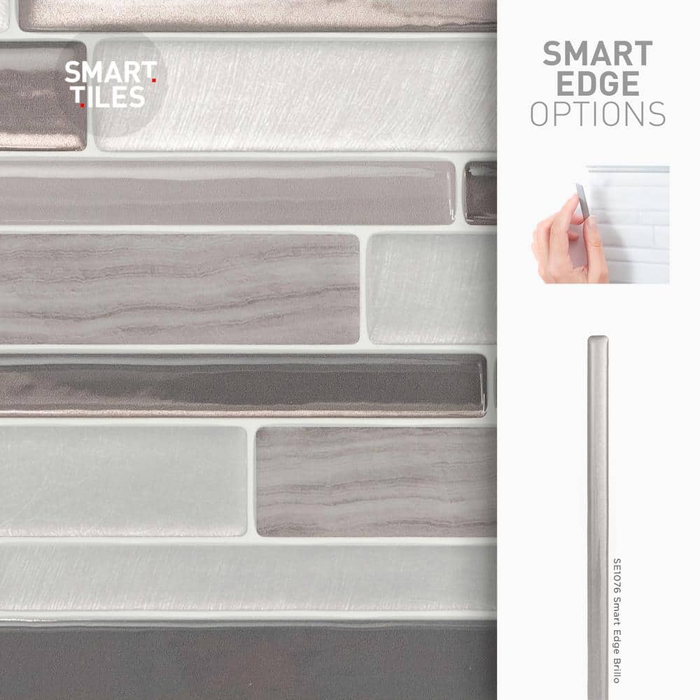 Milano Grigio Peel and Stick Vinyl Backsplash Tiles, 4-Pack
