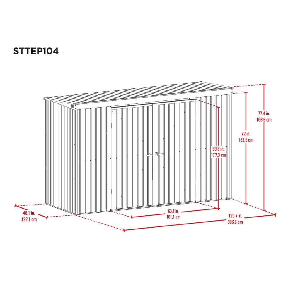 Scotts 10' x 4' Green Galvanized Steel Garden Storage Shed
