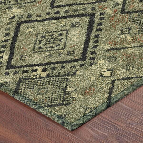 Chantille Machine Washable Indoor/Outdoor Abstract ACN2470 Olive 5 ft. x 7 ft. 6 in. Area Rug