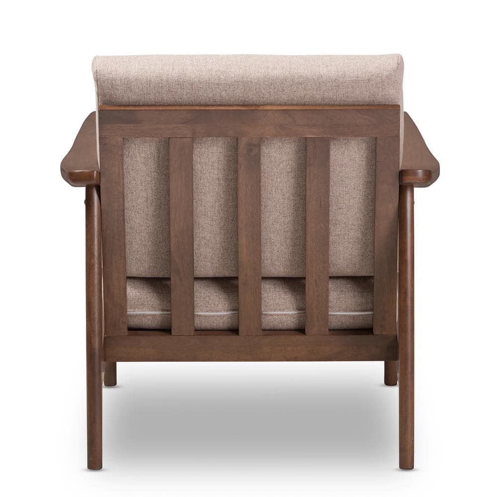 Venza Light Brown Faux Leather Walnut Lounge Chair
