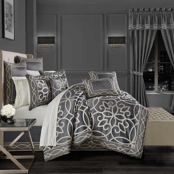QUEEN STREET NEW YORK Darwin Charcoal Charcoal Polyester King