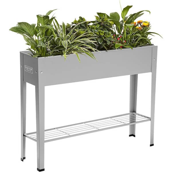 Galvanized Raised Garden Bed Planter Box with Legs 40 in. L x 11 in. W x 31.5 in. H Ergonomic Rust-Resistant Metal Grey