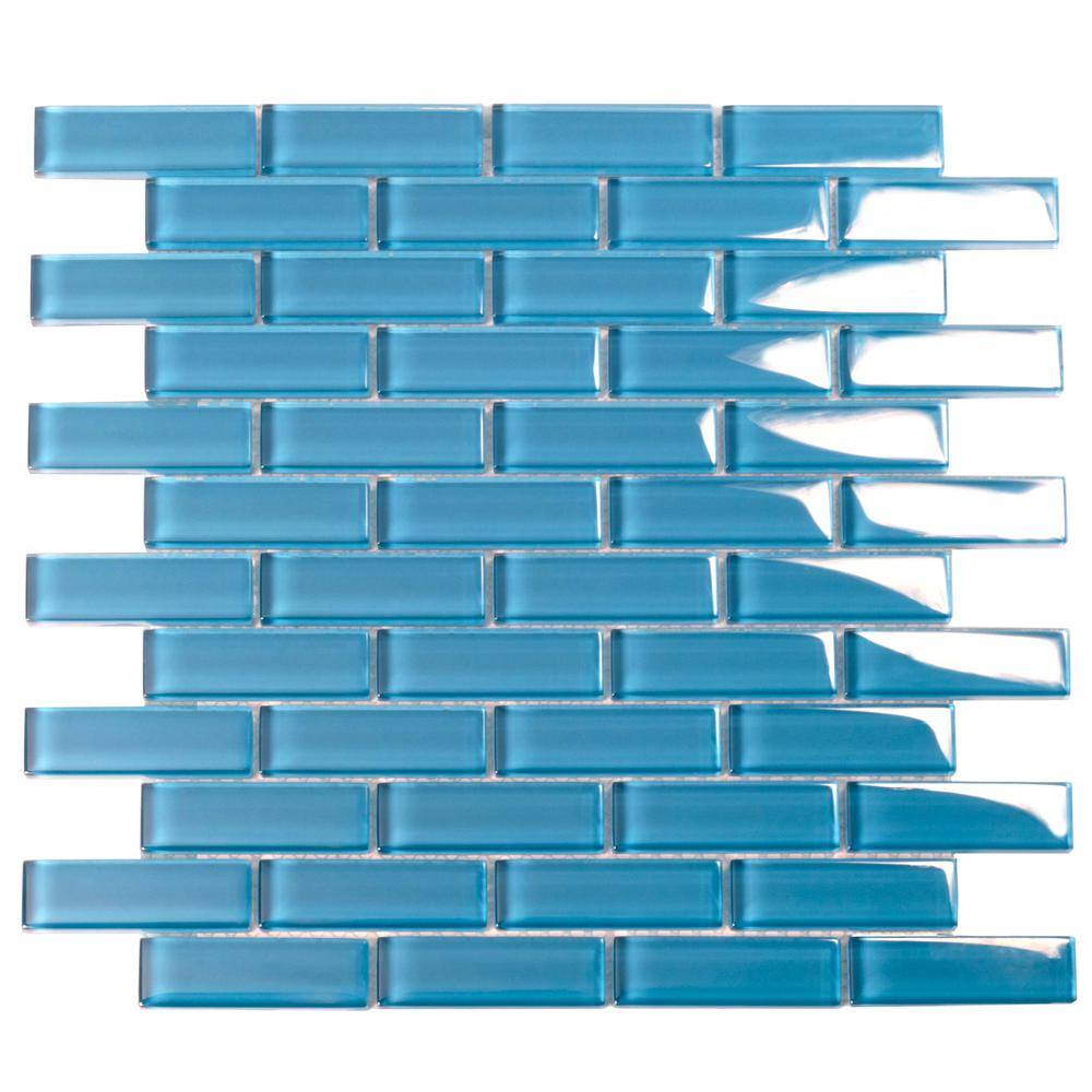 Cerulean Blue Glossy Glass Mosaic Wall Tile Pack