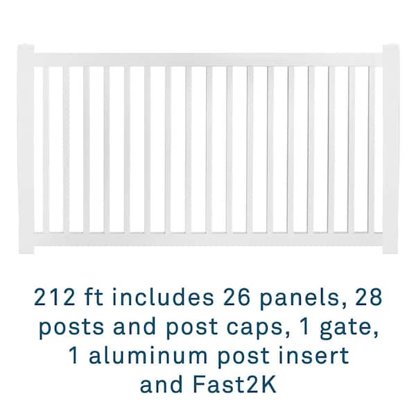 Weatherables 48 in. H x 212 ft. L Neptune White Vinyl Complete Vinyl Pool Fence Project Pack
