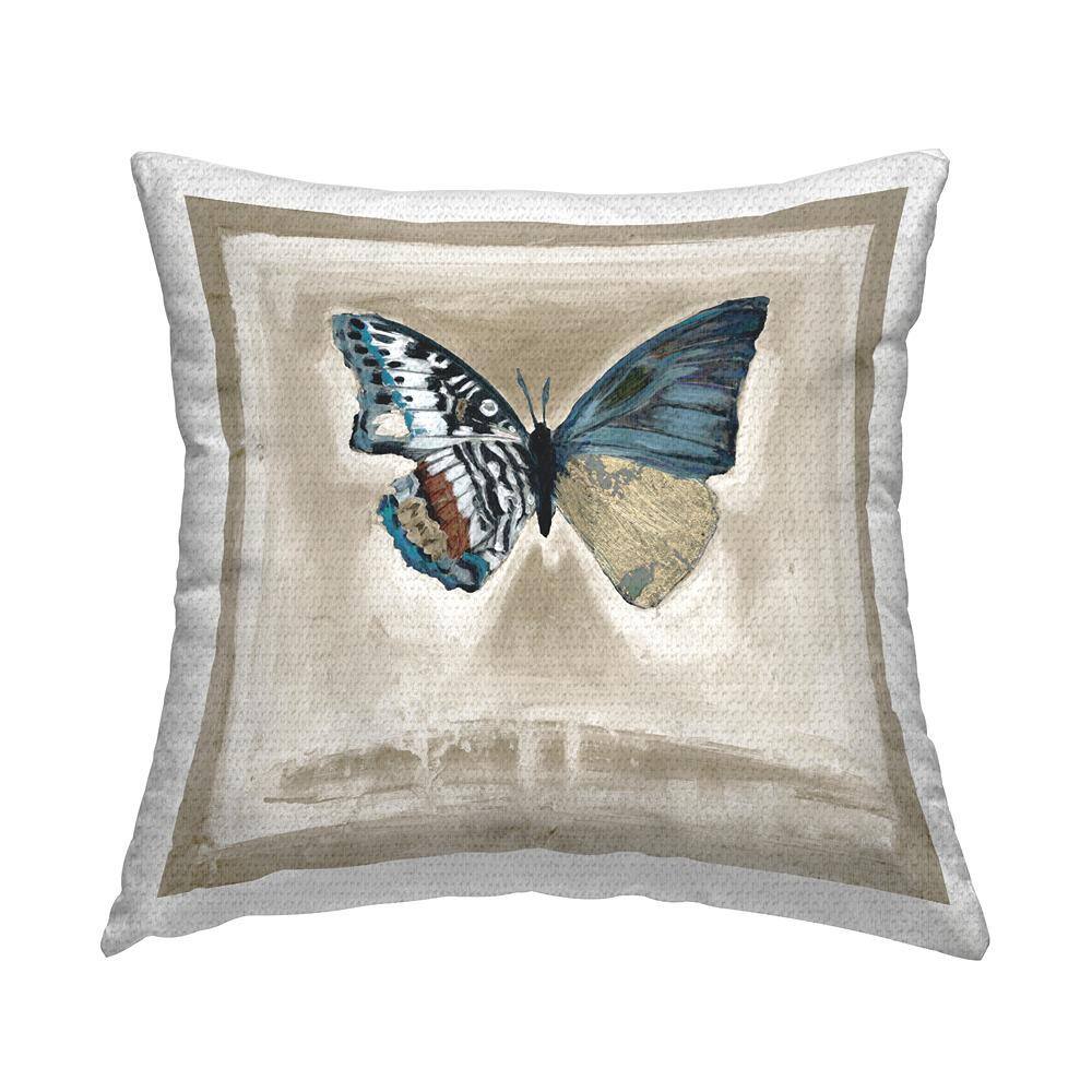 Patterned Butterfly Wings Beige Square Outdoor Throw Pillow price history on PriceWatchPro