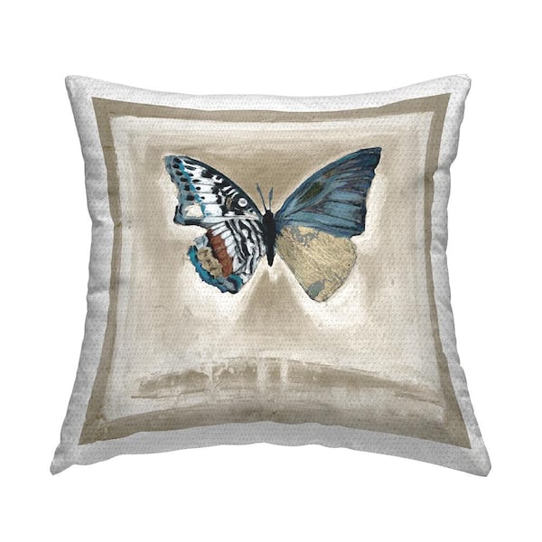 Stupell Industries Patterned Butterfly Wings Beige Square Outdoor Throw Pillow