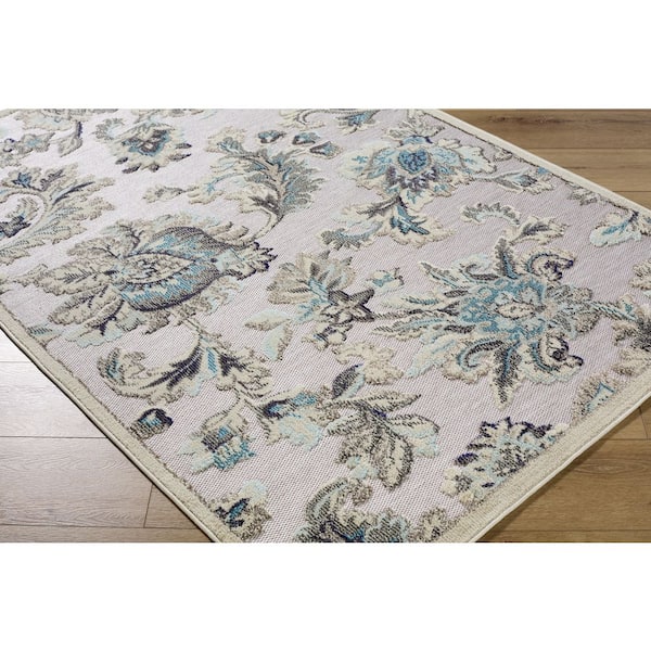 Big Sur Tan/Cream Floral 5 ft. 3 in. x 7 ft. 3 in. Indoor/Outdoor Area Rug