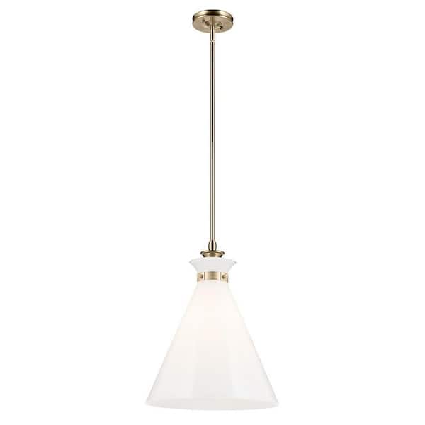 Laria 16 in. 1 Light Pendant with Opal Glass in Champagne Bronze
