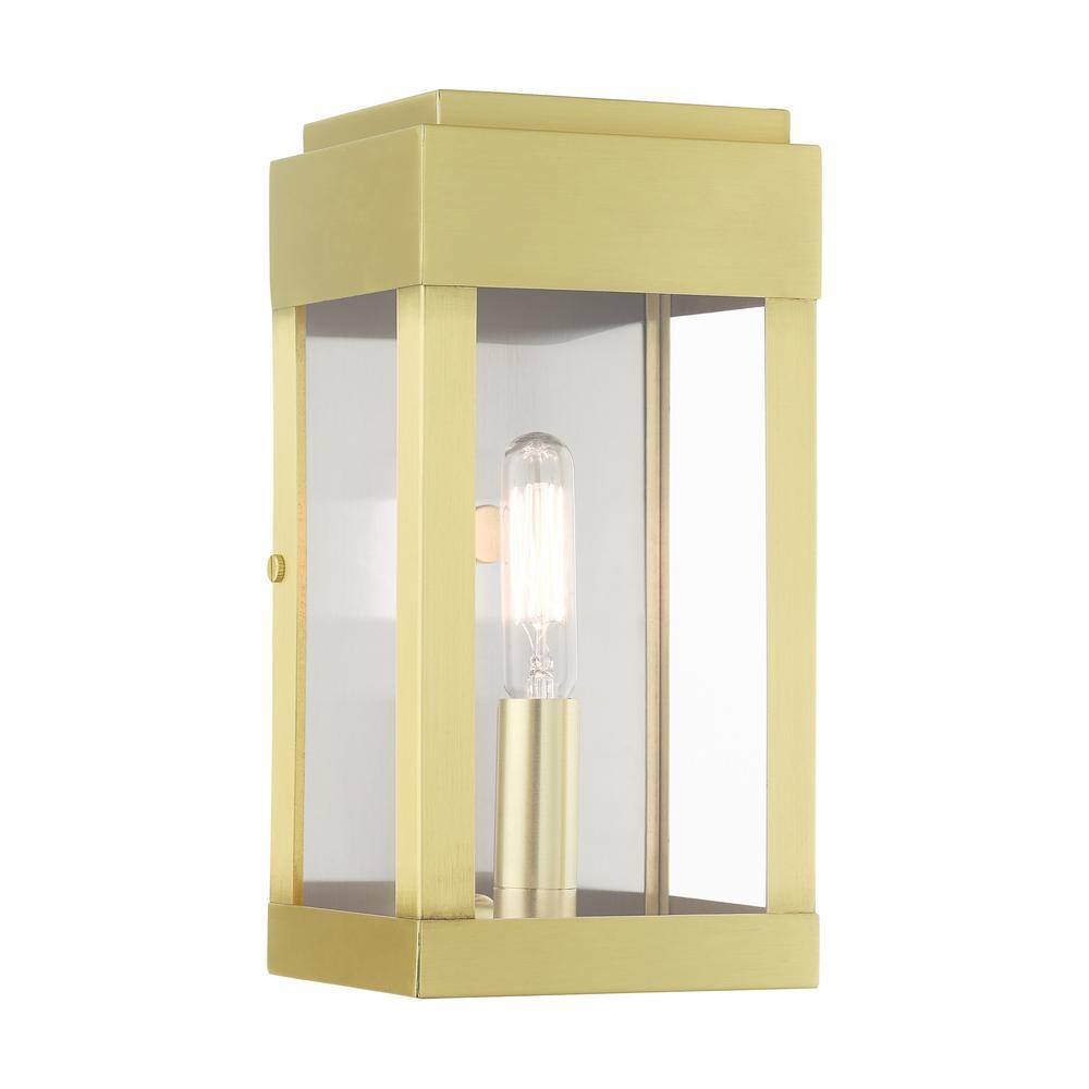 Livex Lighting York 1 Light Satin Brass Outdoor ADA Wall Sconce 21231