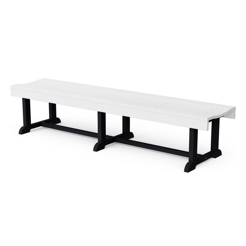 Heritage 68 in. White and Black HDPE Plastic Outdoor Patio Backless Bench price history on PriceWatchPro