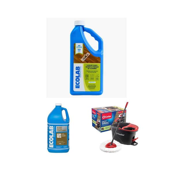 1 Gal. No Rinse Floor Cleaner, EasyWring Spin Mop & 32 fl. oz. LVP Scratch Repair Concentrate Combo