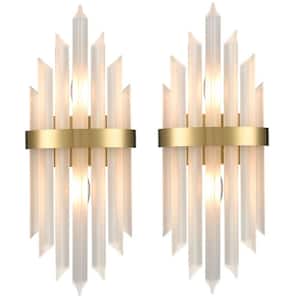 5.5 in. 4-Light Brass, White Opal Modern Wall Sconce with Standard Shade