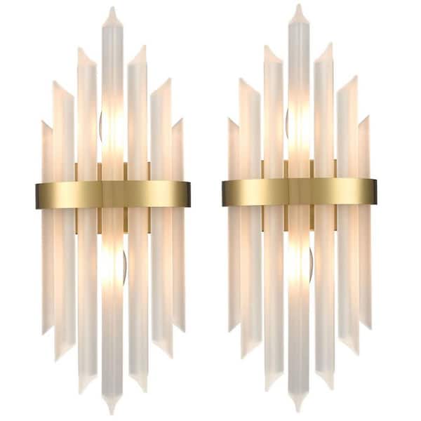 CLAXY 5.5 in. 4-Light Brass, White Opal Modern Wall Sconce with Standard Shade