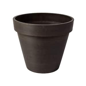 Valencia 14 in. Round Textured Brown Polystone Band Planter