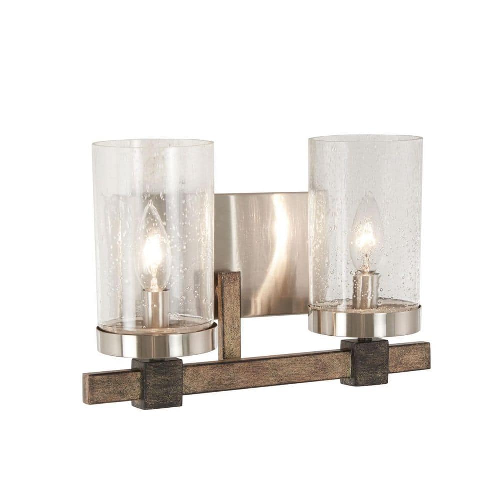 Brushed Nickel and Stone Grey 2-Light Wall Sconce