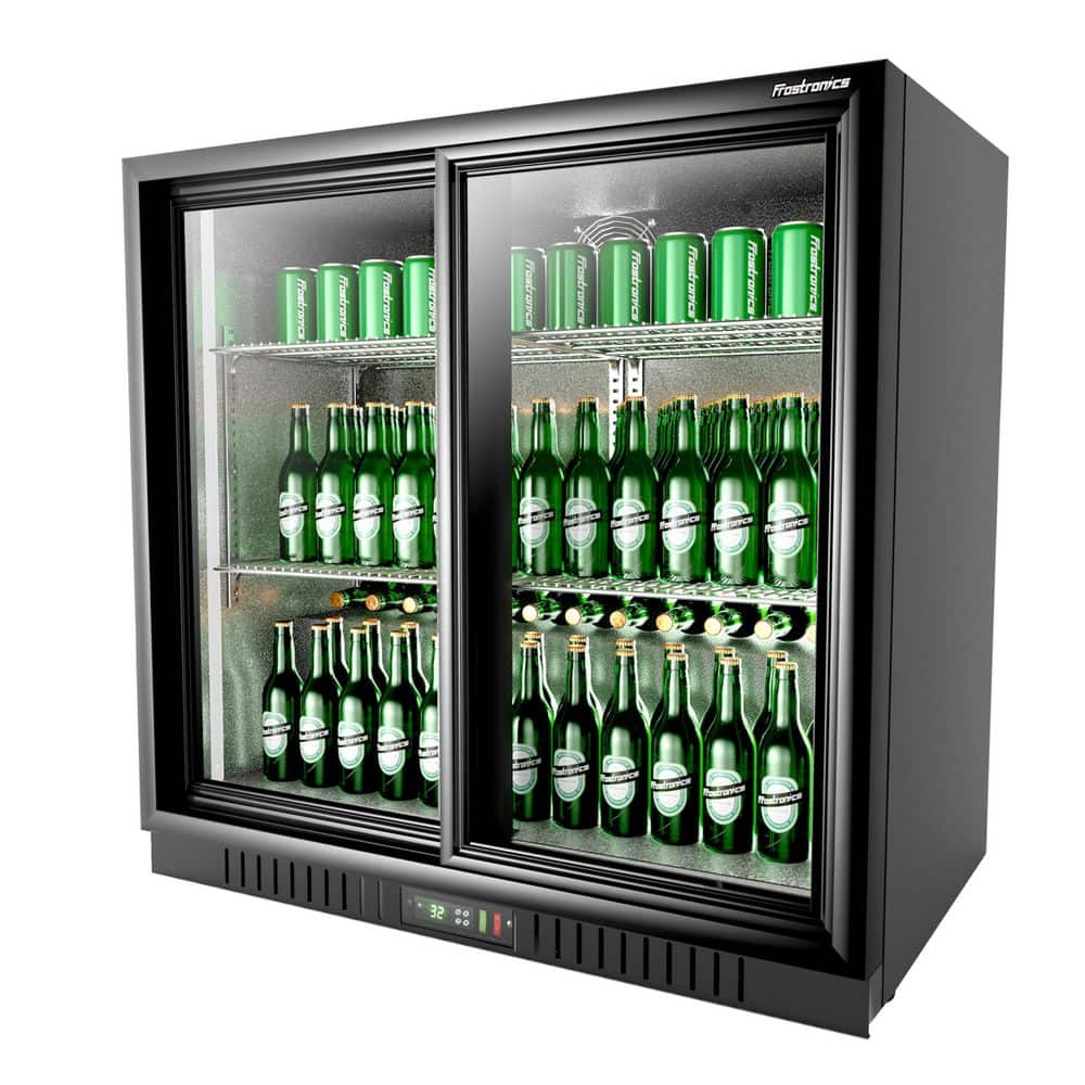 35 in. 216-Cans Single Zone 2-Sliding Door Counter Height Back Bar Beverage Cooler with LED Lighting in Black price history on PriceWatchPro