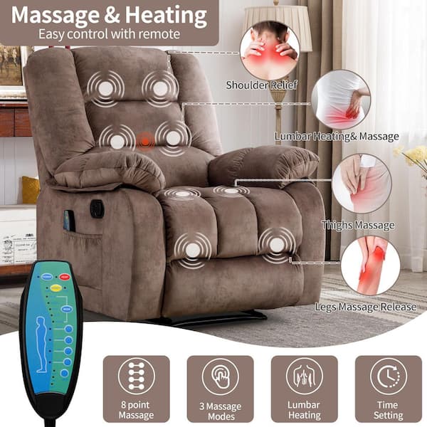 リラックス Bestier 39.7 in. W Camel Microfiber Overstuffed Massage Recliner