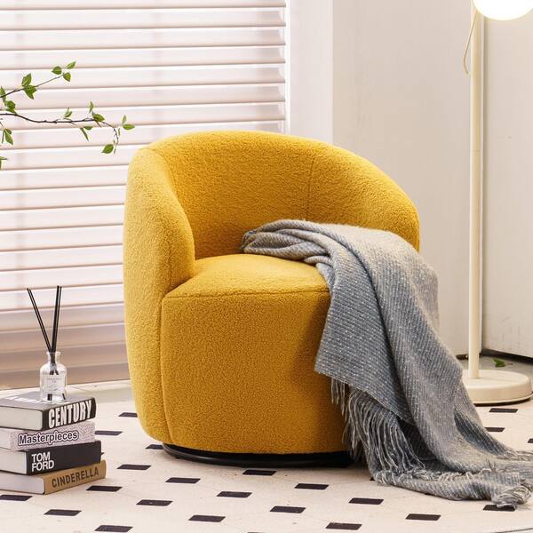 Contemporary Yellow Foam Fabric Metal Accent Chair w/Donut Shape