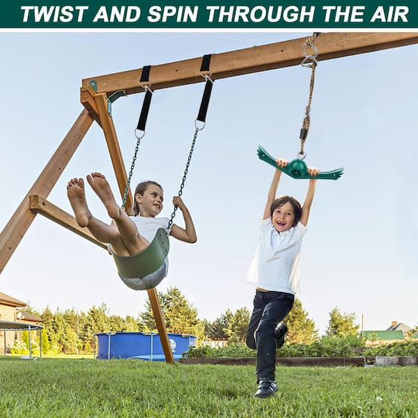 Green Swing Spins Set with 360° Handle & Slackline Attachments