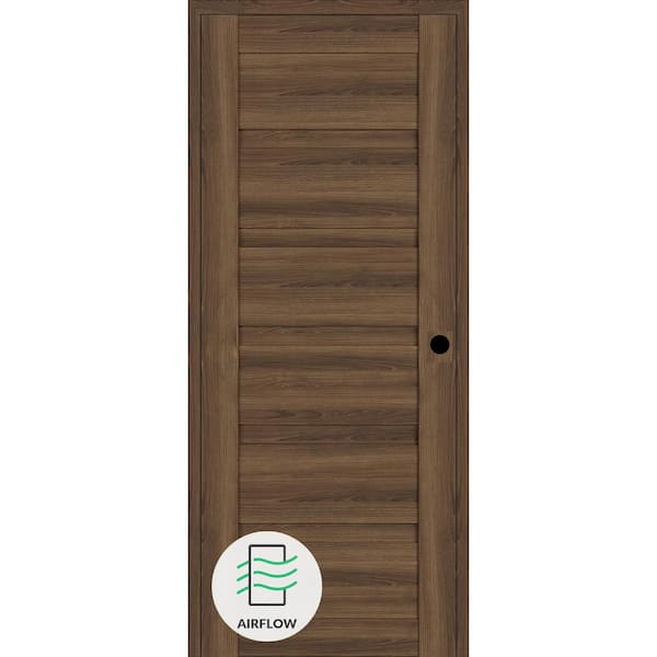 Belldinni Louver DIY-friendly 32 in. W. x 96 in. Left-Hand Pecan Nutwood Wood Composite Single Swing Interior Door
