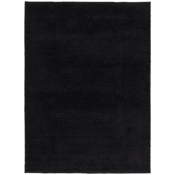 Rumi Shag 9 ft. x 12 ft. Black Modern Solid Area Rug