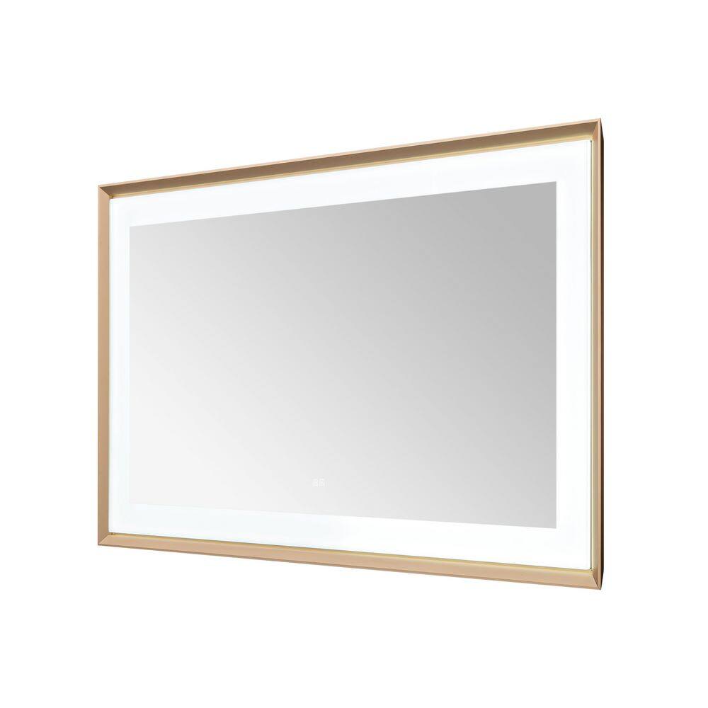 Madison 60 in. W x 36 in. H Rectangular Framed Wall Mount Bathroom Vanity Mirror in Brushed Gold LED Lighted Defogger price history on PriceWatchPro