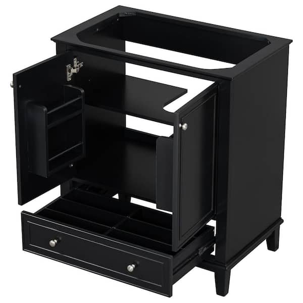 30 in. Bath Vanity Cabinet without Top in Black with Doors and Drawer
