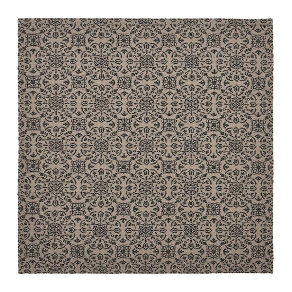 Custom House 20 in. W. x 20 in. L Black Geometric Jacquard Medallion Cotton Blend Tablecloth Topper