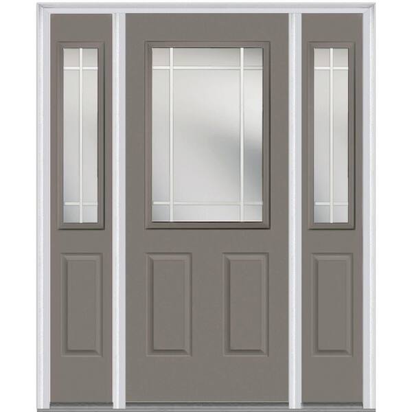 Milliken Millwork 68.5 in. x 81.75 in. Classic Clear Glass PIM 1/2 Lite Painted Majestic Steel Exterior Door with Sidelites
