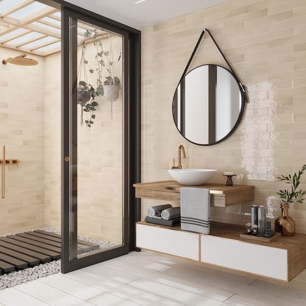 Silken 2.56 in. x 15.75 in. Beige Ceramic Glossy Wall and Floor Tile (15 Cases/161.4 sq. ft./Pallet)