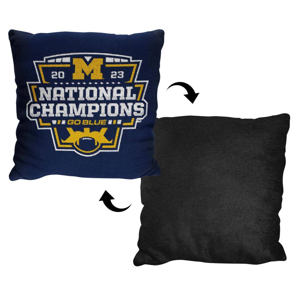 Michigan Wolverines 2023 National Champions Navy Tapestry Pillow