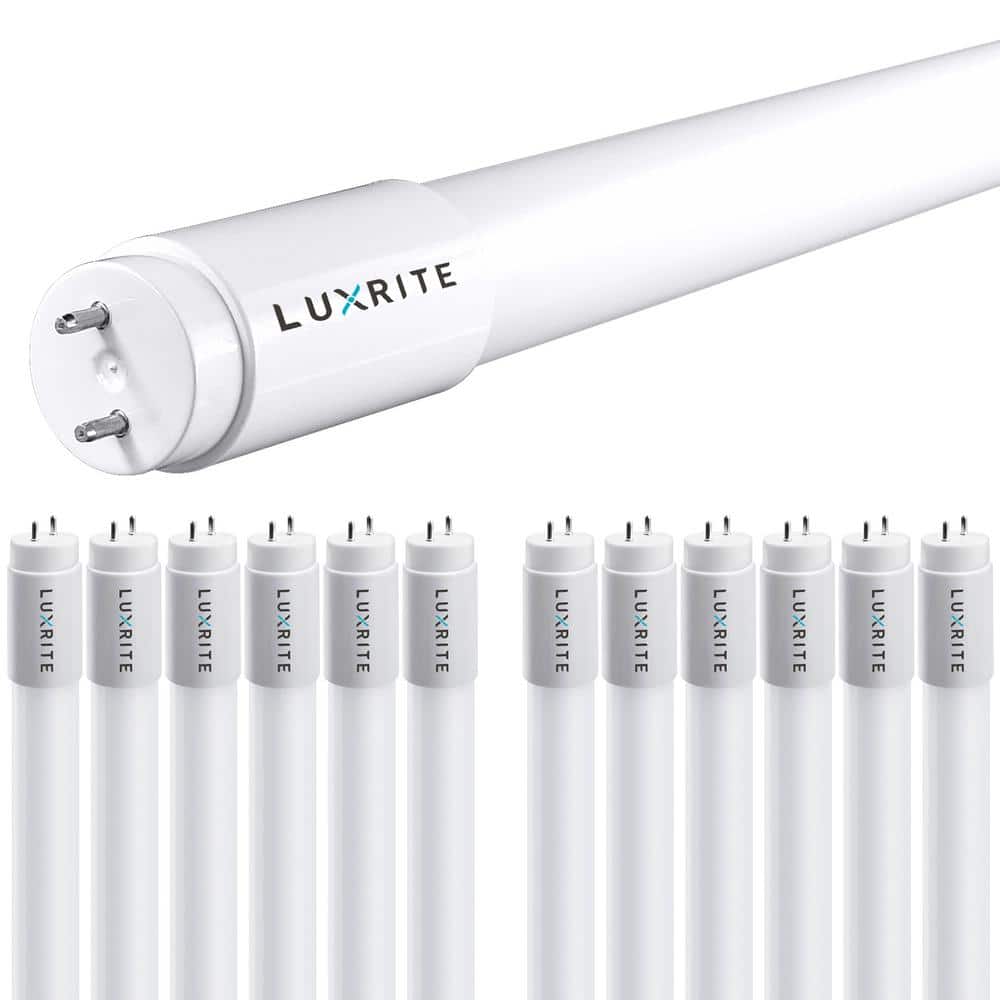 Luxrite 4ft T8 LED Tube Light, Ballast and Ballast Bypass, 13W=32W, 6500K Daylight, F32t8, Damp Rated 12-Pack, Other