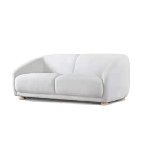Waxley 67.5 in. White Teddy Boucle Polyester Fabric 2-Seater Loveseat with Solid Wood Legs