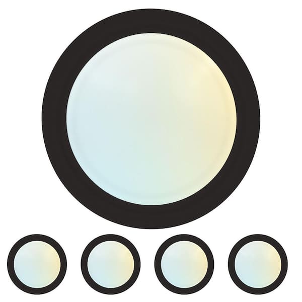 LUXRITE 6 in. LED Disk Lights, Dimmable Flush Mount, 5CCT 2700K - 5000K, 12.5 Watt, 1000LM, Damp Rated Black 4 Pack