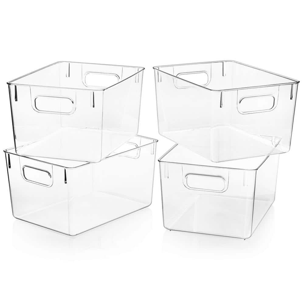9 qt. Plastic Storage Bin Kitchen Organization in Clear (4-Pack)