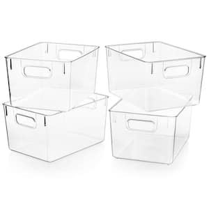 9 qt. Plastic Storage Bin Kitchen Organization in Clear (4-Pack
