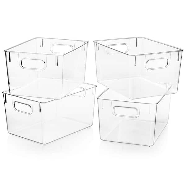 Unbranded 9 qt. Plastic Storage Bin Kitchen Organization in Clear (4-Pack)