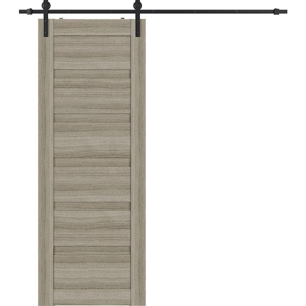 Belldinni Louver 32 in. x 79.375 in. Shambor Wood Composite Sliding Barn Door with Hardware Kit