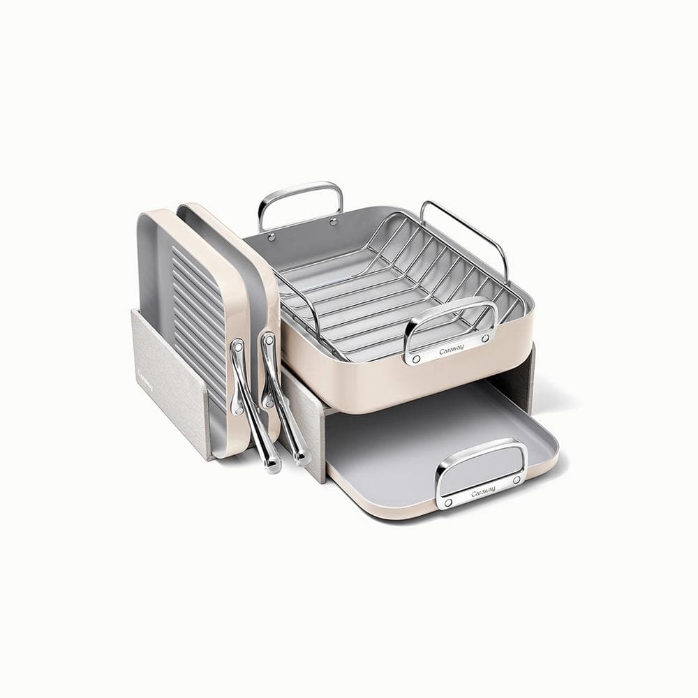 Cream Stainless Steel Non-Stick Square Cookware Set