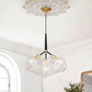 Mateo 19.7 in. 3-light Black Glam Cluster Globe Glass Bubble Chandelier with Clear Glass Globe Shade