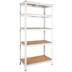 5-Shelf Metal Pantry Organizer with Adjustable Height, Multipurpose Kitchen Storage Utility Rack-White