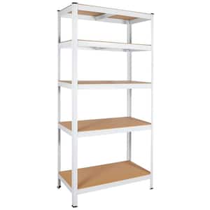 5-Shelf Metal Pantry Organizer w/ Adjustable Height, 2000 lbs. Capacity Multipurpose Kitchen Storage Utility Rack-White