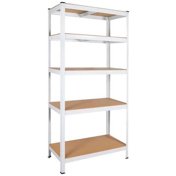 Tileon 5-Shelf Metal Pantry Organizer w/ Adjustable Height, 2000 lbs. Capacity Multipurpose Kitchen Storage Utility Rack-White