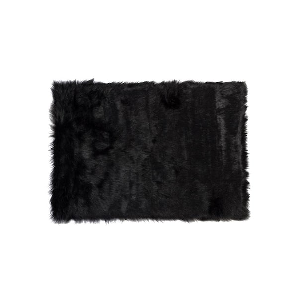 Luxe Faux Fur Hudson Black 5 ft. x 8 ft. Faux Sheepskin Indoor Rug